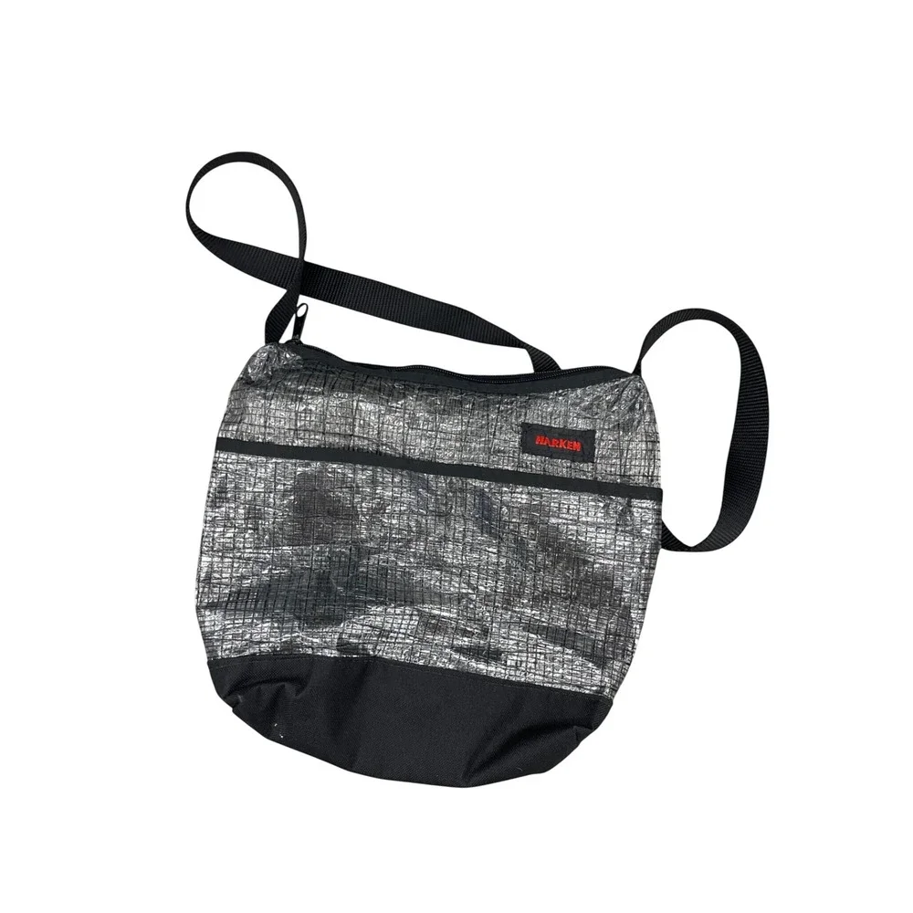 Harken Sailcloth Crossbody Bag Silver Black Nautical Sailing Purse 12x11
